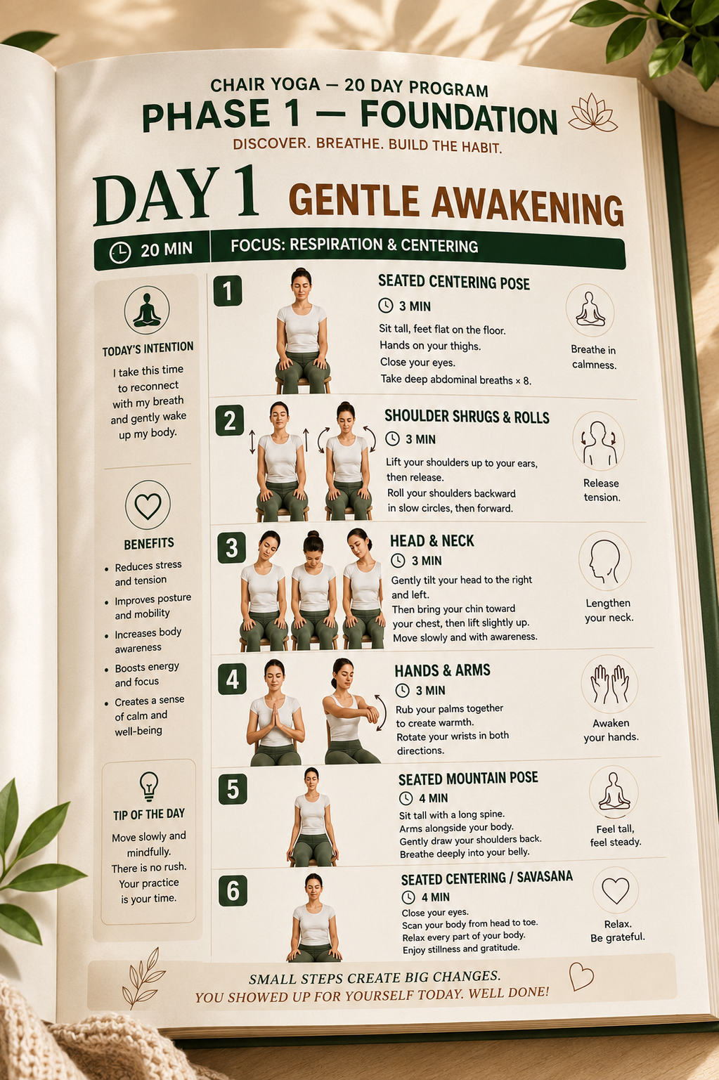 Chair Yoga – 20 Day Program | Gentle Daily Exercises for Seniors & Beginners
